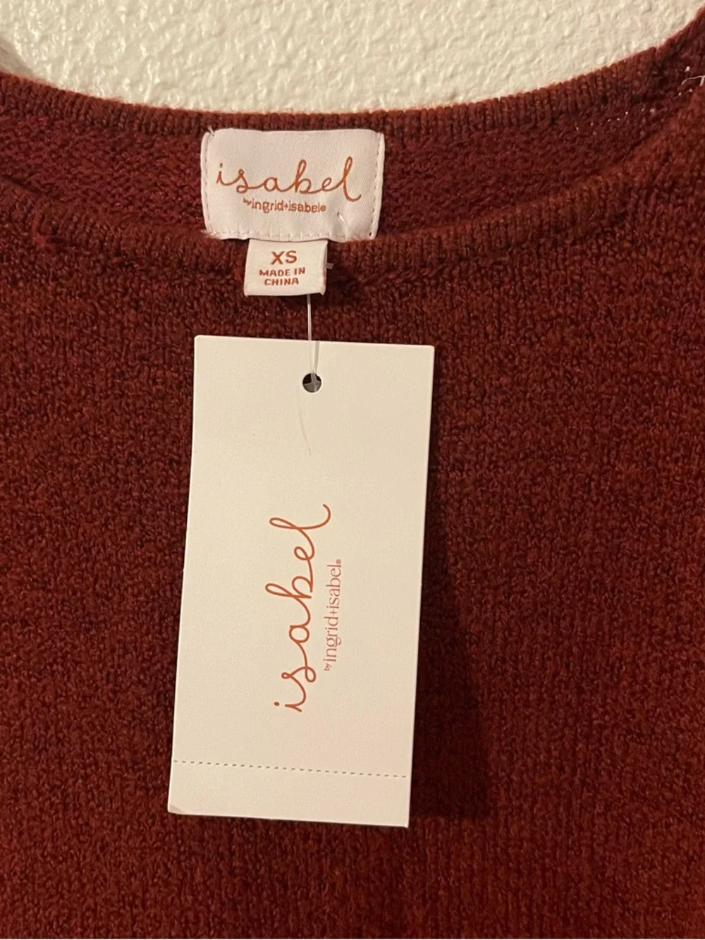 INGRID & ISABEL Square Neck Burgundy Femme Maternity Sweater XS